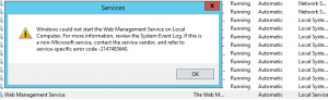 Web Management Service Error