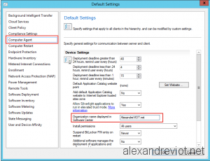 SCCM Client Policy Organization Name