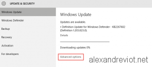 Windows Update Advanced Options