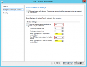 BITS Throttling Settings