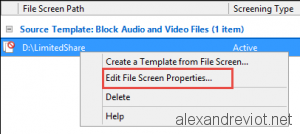 File Screen Properties