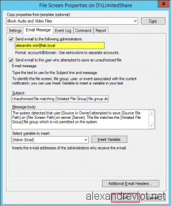 File Screen Setting Messages