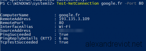 Test-NetConnection with google